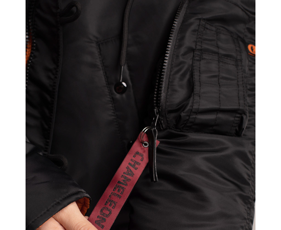 Чорна зимова куртка Аляска N-3B Black чоловіча подовжена, Розмір: 48-50 (M), зображення 13