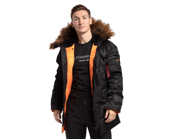 Черная зимняя куртка Аляска N-3B Black мужская удлиненная, Размер: 44-46 (S), фото 6