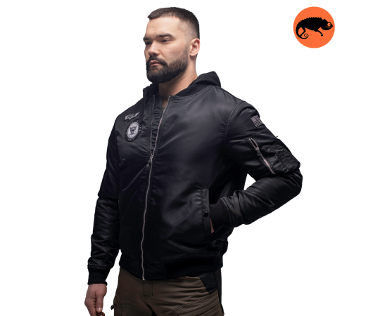 Куртка MA-1 hooded light Black, Розмір: 52-54 (L)