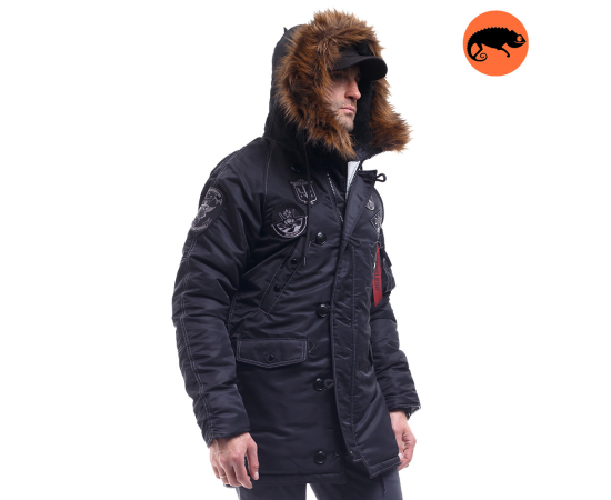 Зимова куртка Аляска чоловіча чорна N-3B Top Gun Black, Розмір: 52-54 (L)