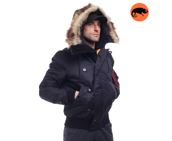 Зимова куртка бомбер чоловіча N-2B Slim Black чорна, Розмір: 52-54 (L)