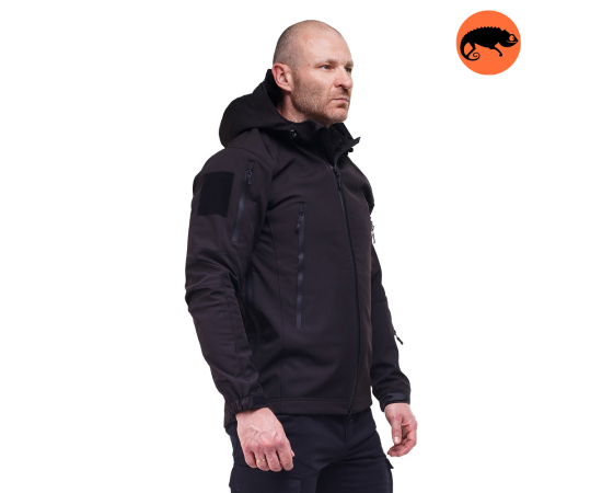Тактическая куртка Soft Shell Spartan Police Black черная с капюшоном, Размер: 40-42 (XS)
