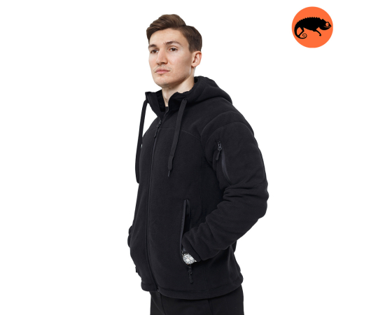 Мужская черная флисовая кофта с капюшоном Viking Black, Размер: 56-58 (XL)