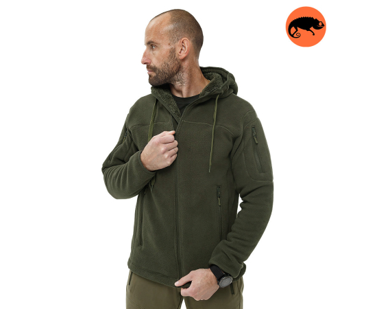 Чоловіча флісова кофта з капюшоном Viking olive, Розмір: 44-46 (S)