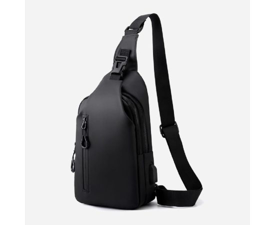 Сумка плечова с USB-портом водонепроникна Black, зображення 2