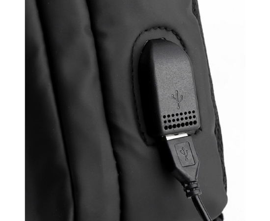 Сумка плечова с USB-портом водонепроникна Black, зображення 7