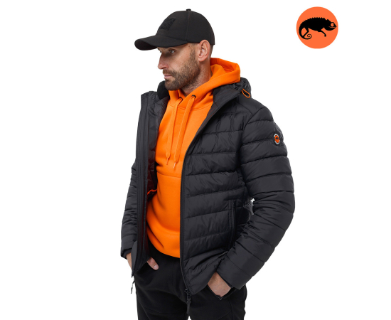 Черная стеганая куртка мужская с капюшоном Proxima Black, Размер: 44-46 (S)
