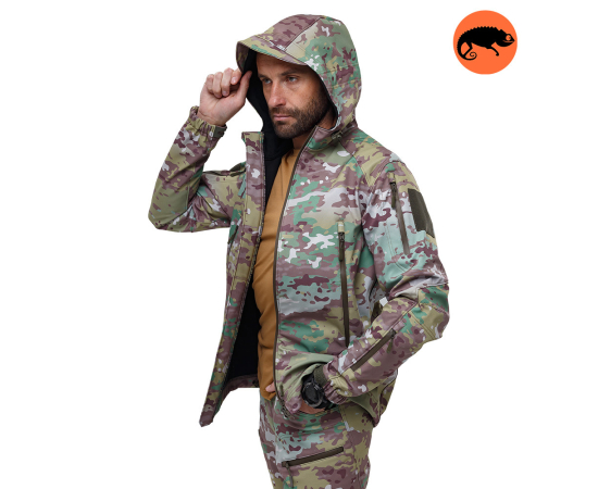 Демисезонная мужская куртка для охоты Soft Shell Spartan Util Cam, Размер: 44-46 (S)
