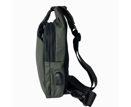 Сумка плечова с USB-портом водонепроникна green, зображення 3