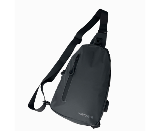 Сумка плечова с USB-портом водонепроникна grey, зображення 2