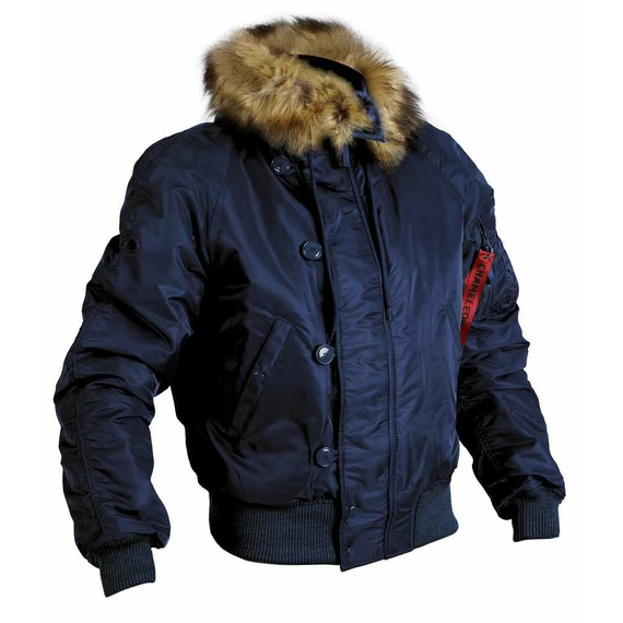 Зимняя мужская синяя куртка с капюшоном  N-2B Slim Navy бомбер, Размер: 48-50 (M), фото 3