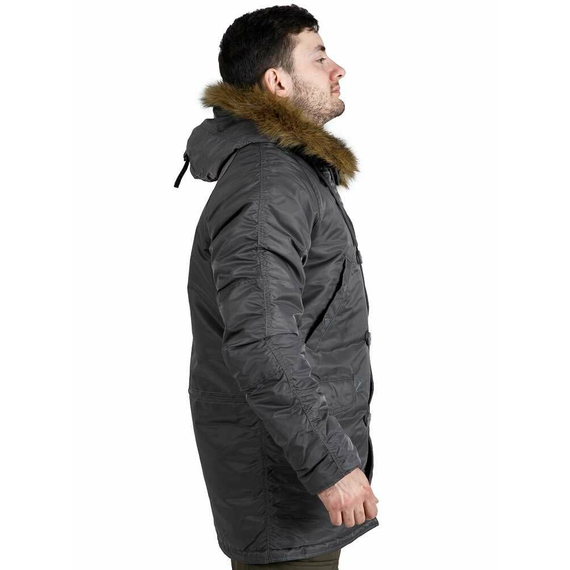 Серая мужская куртка Аляска Slim Fit N-3B Gray удлиненная, Размер: 48-50 (M), фото 9
