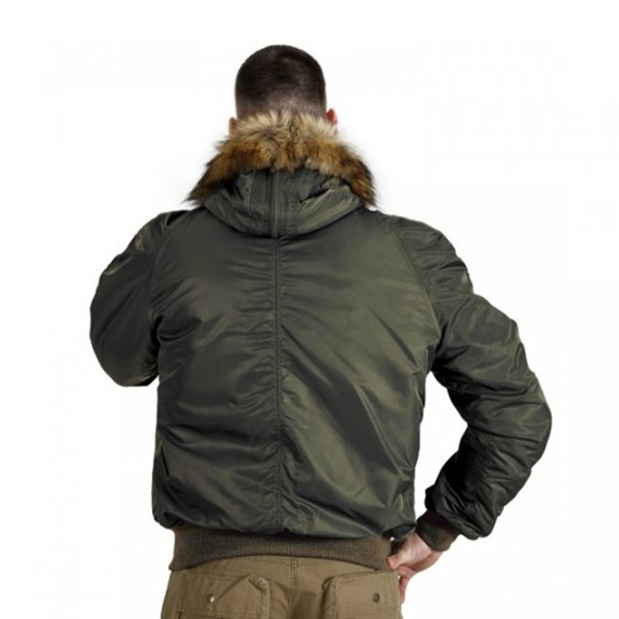 Короткая зимняя куртка мужская N-2B Slim Olive бомбер, Размер: 44-46 (S), фото 3