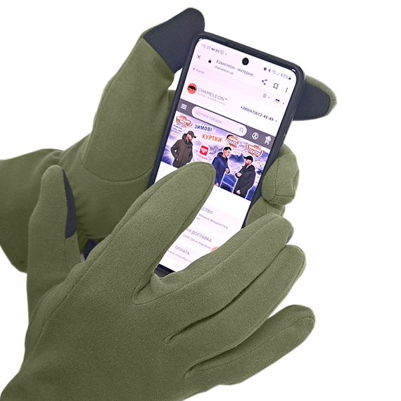 Перчатки флисовые Бистрейч Olive, фото 5