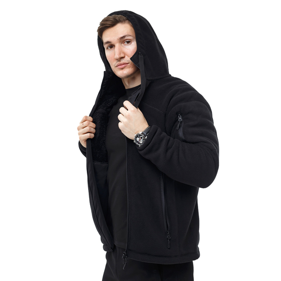 Чоловіча чорна флісова куртка з капюшоном Viking Black, Розмір: 48-50 (M), зображення 2