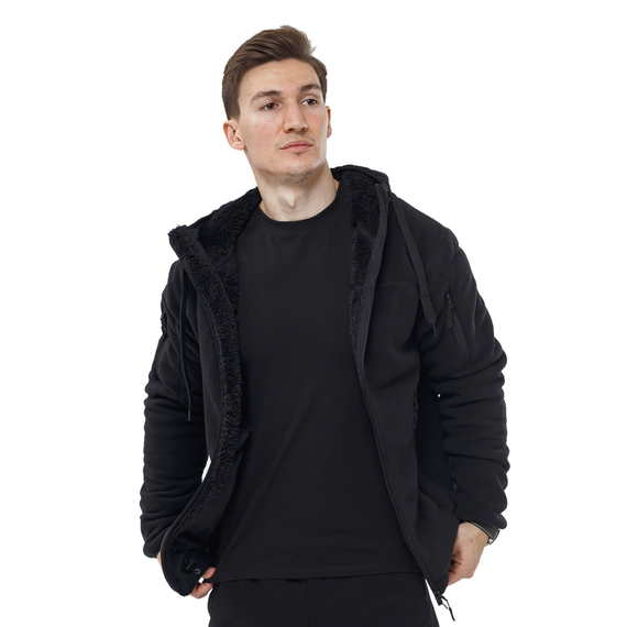 Мужская черная флисовая кофта с капюшоном Viking Black, Размер: 60-62 (XXL), фото 3