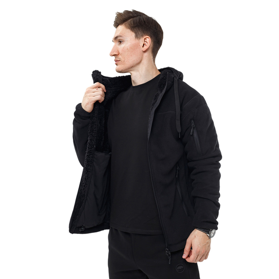 Чоловіча чорна флісова куртка з капюшоном Viking Black, Розмір: 48-50 (M), зображення 4