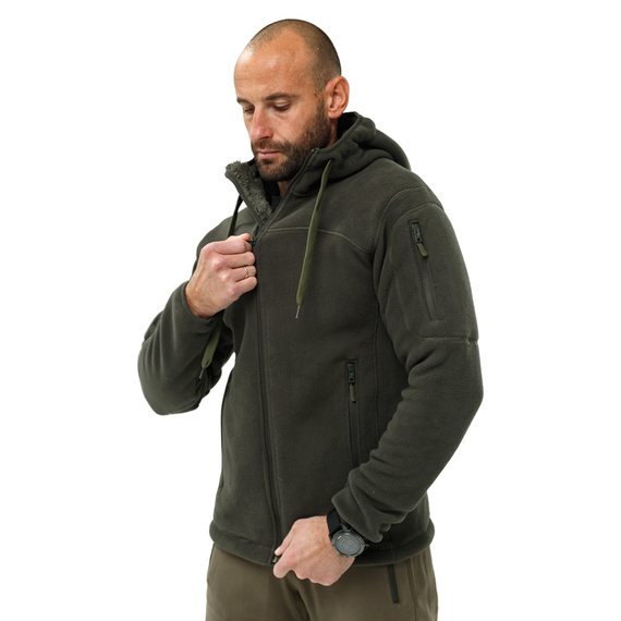 Чоловіча флісова кофта з капюшоном Viking olive, Розмір: 62-60 (XXL), зображення 2