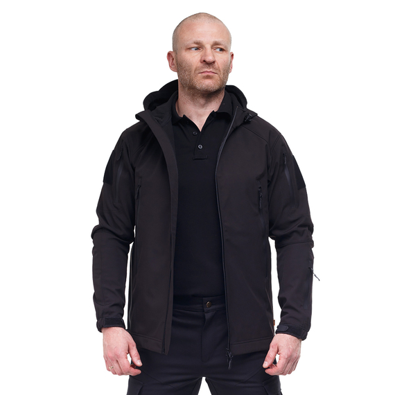 Тактическая куртка Soft Shell Spartan Police Black черная с капюшоном, Размер: 60-62 (XXL), фото 2