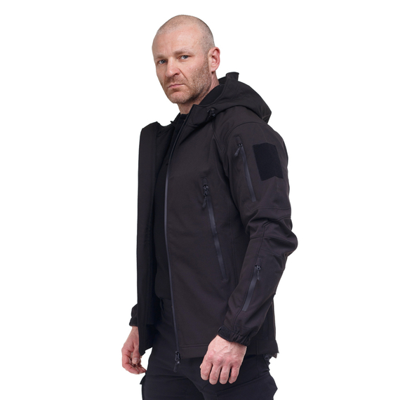 Тактическая куртка Soft Shell Spartan Police Black черная с капюшоном, Размер: 48-50 (M), фото 3
