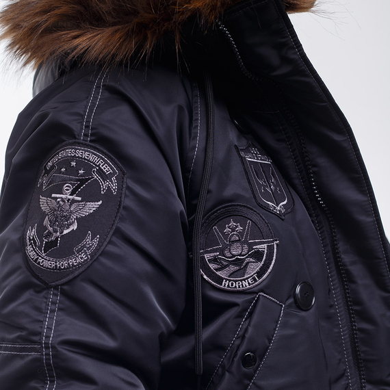 Зимняя куртка Аляска мужская черная N-3B Top Gun Black, Размер: 40-42 (XS), фото 10