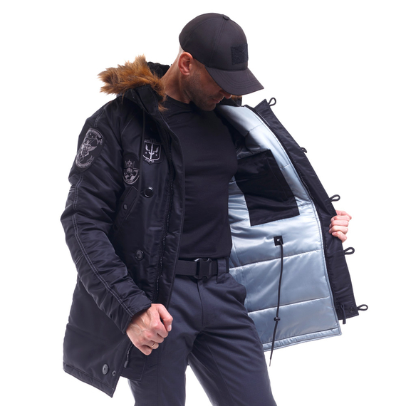 Зимняя куртка Аляска мужская черная N-3B Top Gun Black, Размер: 40-42 (XS), фото 6