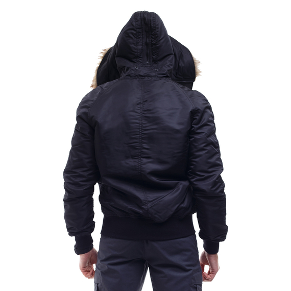 Зимняя куртка бомбер мужская N-2B Slim Black черная, Размер: 44-46 (S), фото 11