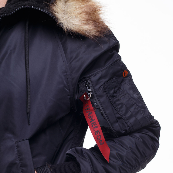 Зимняя куртка бомбер мужская N-2B Slim Black черная, Размер: 44-46 (S), фото 12