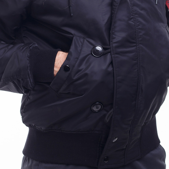 Зимняя куртка бомбер мужская N-2B Slim Black черная, Размер: 44-46 (S), фото 14