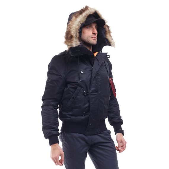 Зимняя куртка бомбер мужская N-2B Slim Black черная, Размер: 44-46 (S), фото 2