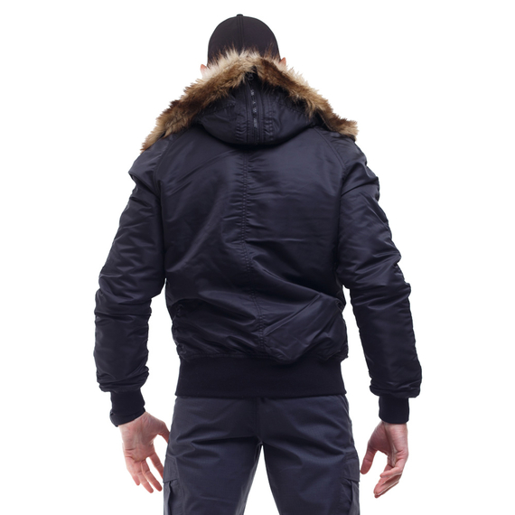 Зимняя куртка бомбер мужская N-2B Slim Black черная, Размер: 44-46 (S), фото 9