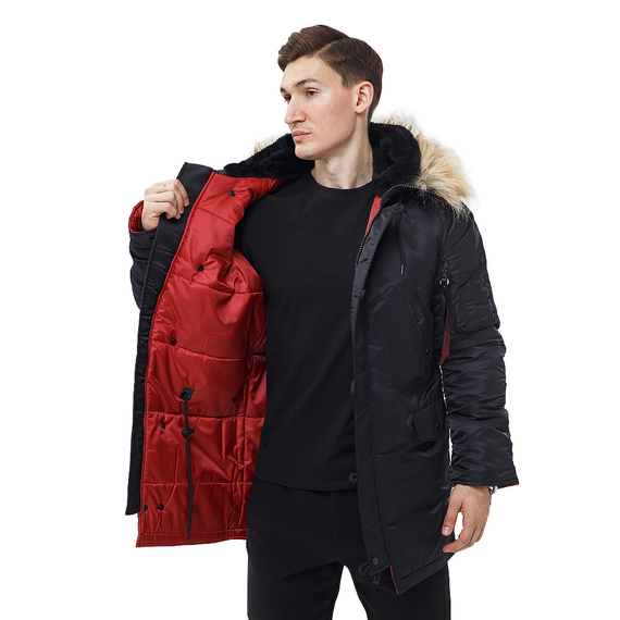 Куртка Аляска мужская зимняя Slim Fit N-3B Black, Размер: 52-54 (L), фото 3
