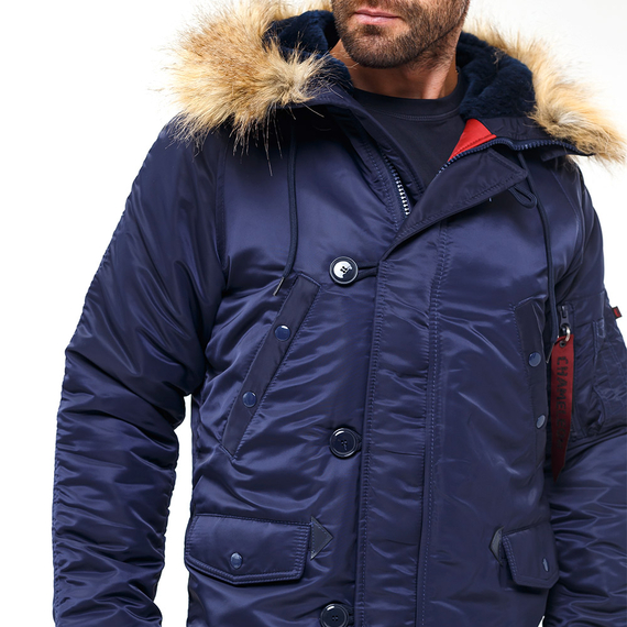 Мужская куртка Аляска синяя Slim Fit N-3B Navy, Размер: 44-46 (S), фото 12
