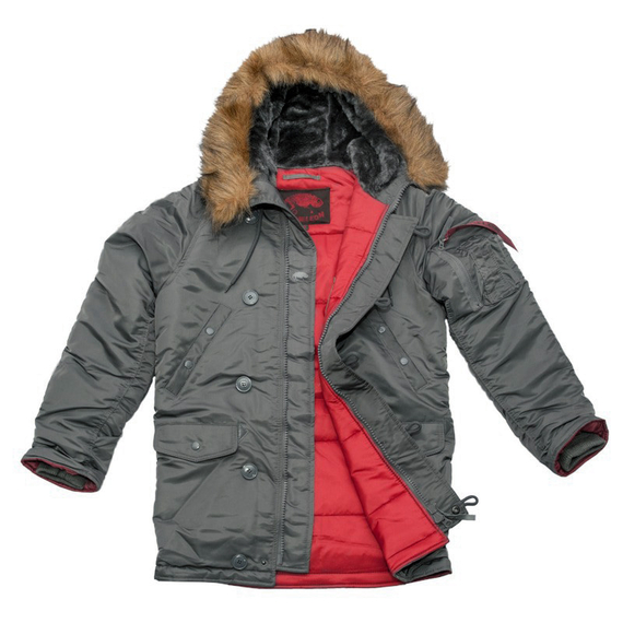 Серая мужская куртка Аляска Slim Fit N-3B Gray удлиненная, Размер: 48-50 (M), фото 12