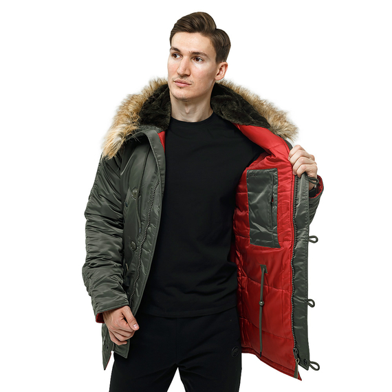 Чоловіча куртка Аляска Slim Fit N-3B Olive, Розмір: 52-54 (L), зображення 4