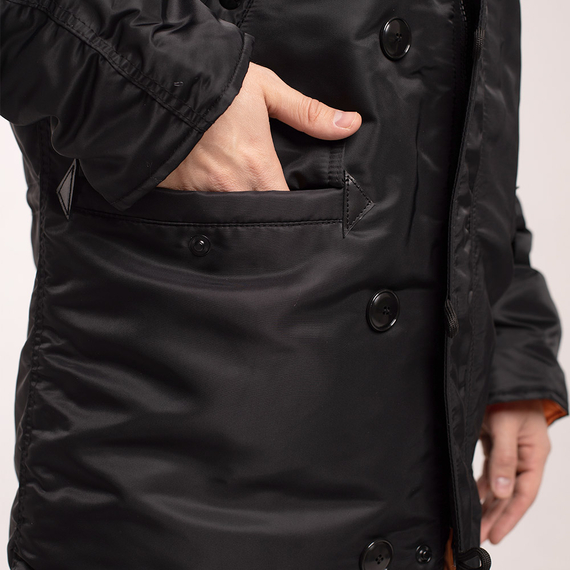 Чорна зимова куртка Аляска N-3B Black чоловіча подовжена, Розмір: 40-42 (XS), зображення 10