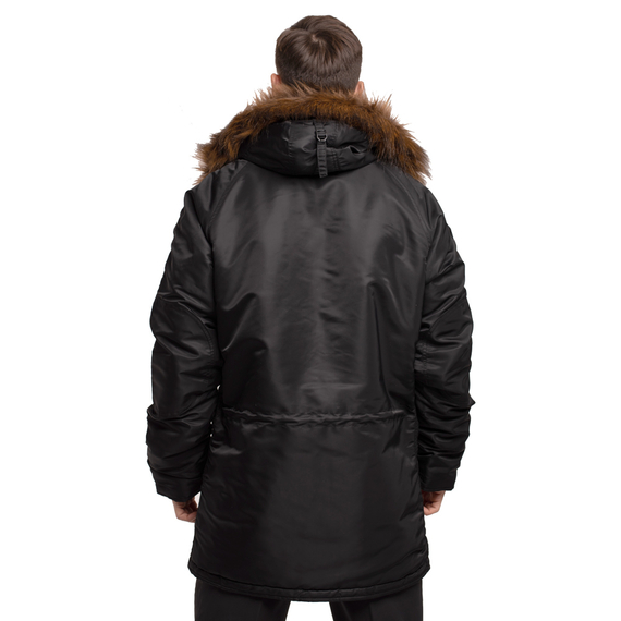 Чорна зимова куртка Аляска N-3B Black чоловіча подовжена, Розмір: 52-54 (L), зображення 7