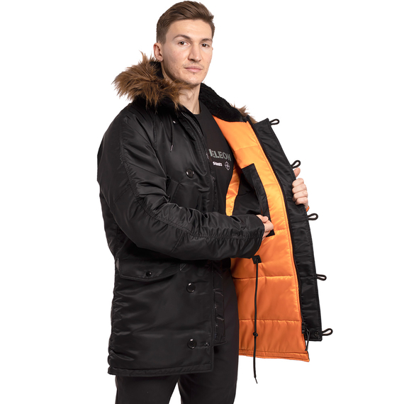 Чорна зимова куртка Аляска N-3B Black чоловіча подовжена, Розмір: 52-54 (L), зображення 8