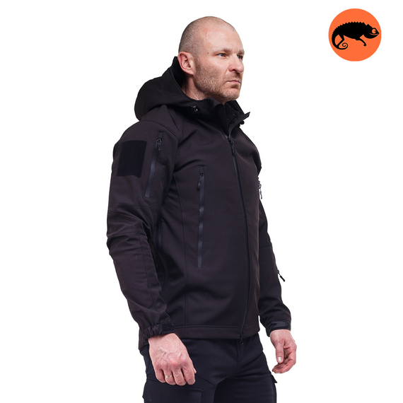 Тактическая куртка Soft Shell Spartan Police Black черная с капюшоном, Размер: 64-66 (ХХХL)