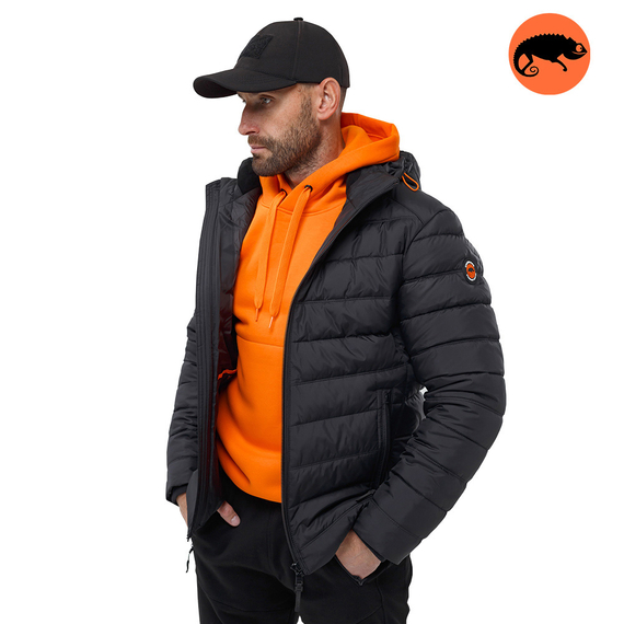 Чорна стьобана куртка чоловіча з капюшоном Proxima Black, Розмір: 44-46 (S)